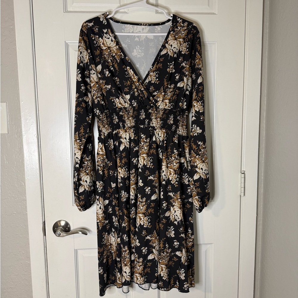 Floral Black and Gold Women's Dress